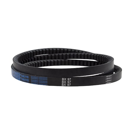 D&D BX97 Cogged, Classical V-Belt, 100 in Outside Length, 21/32 in Top Width, 13/32 in Thickness, 1 Ribs BX97